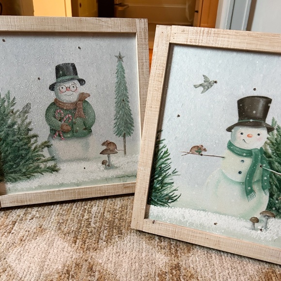 Vintage inspired Winter Woodland Snowman Light Up Picture - Picture 2 of 6